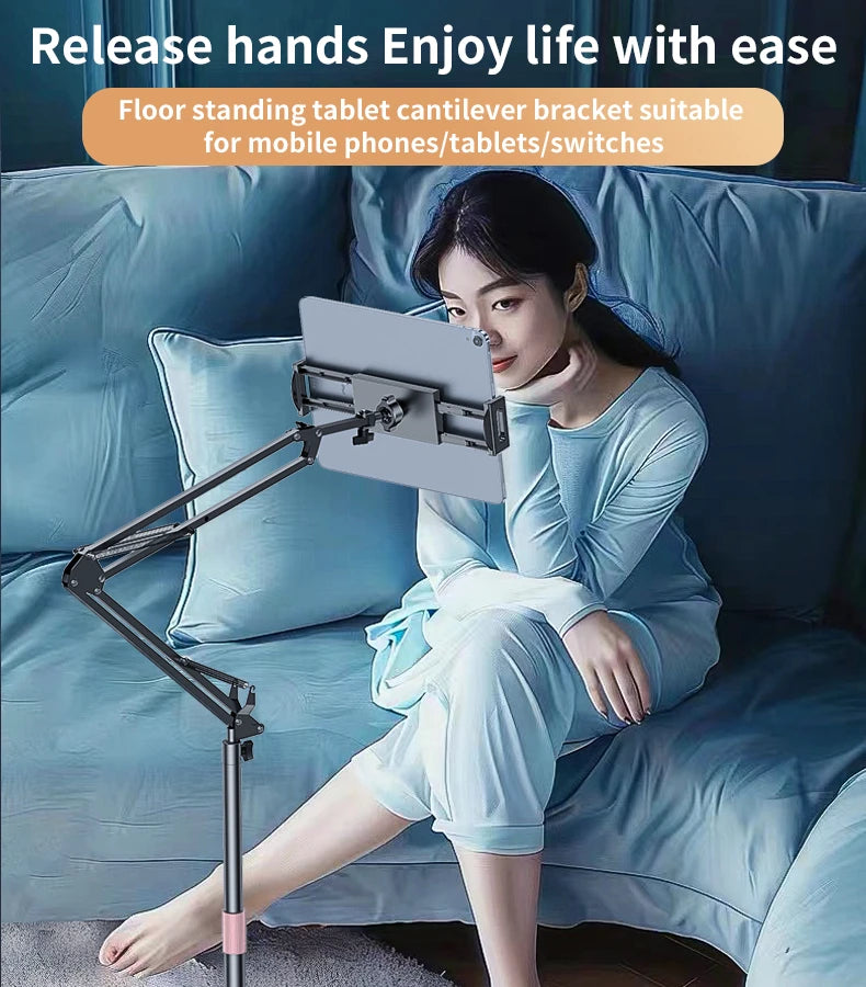 YESIDO C295 360° Rotating Silicone Collet Floor-Standing Tablet Cantilever Bracket Desktop Lazy Stand YESIDO C295 360° Rotating Silicone Collet Floor-Standing Tablet Cantilever Bracket Desktop Lazy Stand